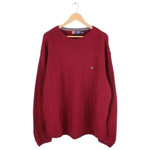 Vintage Chaps Ralph Lauren Herringbone Sweater Men's Burgundy Size 2XL Pullover
